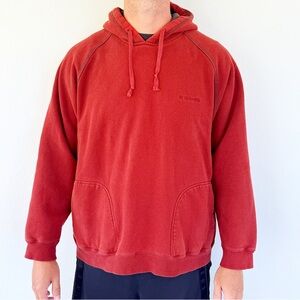 Vintage Columbia men’s rust red fleece lined pullover hoodie sweatshirt size XXL